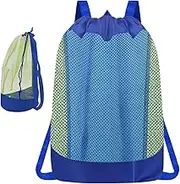 Beach Toy Bag,Drawstring Design Beach Storage Bags - Child-Friendly Organizer Mesh Backpack For Shells Towels Swimsuits Snacks Storage And Travel Use