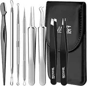 TsMADDTs Blackhead Remover Pimple Extractor Acne Treatment Tool, Comedones Removal Kit for Blemish, Whitehead, 8 Pcs Pimple Popper Tool Kit for Facial and Nose