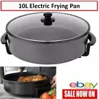 Electric Banquet Frypan Large Non Stick 10L Frypan Glass Lid Fry Skillet Cooker