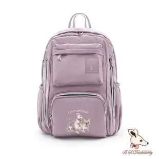 【冰山袋鼠】動物派對 - 輕旅大容量附插袋後背包 - 粉紫色(Z060-3P)