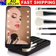 Foldable Touch LED Light Makeup Mirror w/ Makeup Brush Handheld Mirror Travel NW