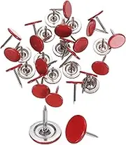 uxcell 30Pcs Push Pins, 11mmx13mm Round Flat Head Decorative Thumb Tacks Upholstery Tacks for Cork Board Office Wall Hangings, Red