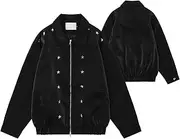 Jacket Y2K,Motorcycle Jacket - Slim Fit Zip Up Wind Resistant Water Resistant Lightweight Work Coat Jacket for Casual Wear, Work Out Buniq