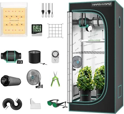 MARS HYDRO 2x2 Grow Tent Kit,TS600 LED Grow Light Full Spectrum Indoor Grow Tent