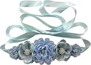 HOSINSECT Organza maternity sash for baby shower flower girl sash (Sky blue)