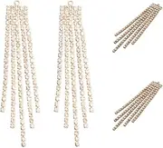 [MAHAVIMOKSA] 10pcs Rhinestone Tassel Charm Chain Drop Long Tassel Earring Dangle for DIY Craft Jewelry Making Earring Decoration