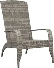 Outdoor Chair Adirondack Chair Lounge High Back Chair Grey Poly Rattan vidaXL