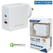 Enecharger QC3-AC2-PD30W-AC 48W Dual USB Charger USB-C-A for Phone Small Laptops