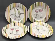 ROSANNA Set of 4 Salad Dessert Cheese plates Wine Glass Pattern New 8 1/4"