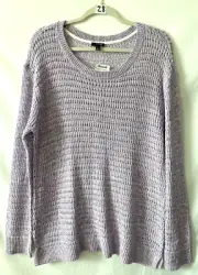 Talbots Womens Purple Pink Open Knit Pull Over Sweater 100% Cotton XL New