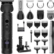 Scttomon Beard Trimmer for Men Professional Mens Beard Grooming Kit T-Blade Trimmer Electric Shaver Razor Nose Body Trimmer Hair Cutting Kit Cordless 7 in 1 Black