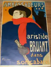 Henri De Toulouse-Lautrec "Ambassadeurs" Art Poster, Minerva, Copenhagen 1969