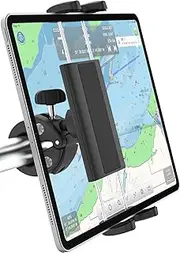 EXSHOW Boat Helm Tablet Holder, Marine iPad Pole Mount, Sail Boat Pole Handle Bar Rail Post Tube Phone Clamp Holder for iPad Pro 12.9 Air Mini, Galaxy Tabs, iPhone, Surface, More 4-13" Tablets