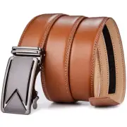 Men's Automatic Buckle Dress Belt Genuine Leather Waistband Jeans Gift