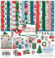 CARTA BELLA "MERRY CHRISTMAS" 12X12 PAPER RETRO SANTA RETIRED SCRAPJACK'S PLACE
