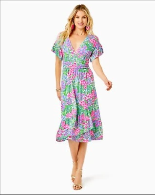 Lilly Pulitzer Juliet Ruffle Midi Dress LARGE Cherry on Top $198 NWT