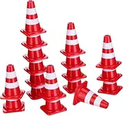 Homoyoyo Miniature Traffic Cone Cake Toppers - 30pcs Red Roadblock Construction Cones for Birthday Party - Safety Theme Decorations Edible Cake Decor