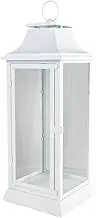 White Hurricane Lanterns with Clear Glass Panels, Perfect for Home Decor, Parties & Events, Table Top Or Hanging Lantern for Indoor & Outdoor, Measure 25" Tall and 9.75" Diameter