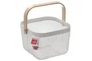 Box Sweden Mesh Storage Basket 25x25x17cm W/Wooden Handle - Red, White Or Black