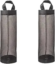 Plastic Bag Holder Dispenser 2PCS, Hanging Storage Bag Trash Bag, Plastic Bag Holder Mesh Grocery Bag Holder, Black