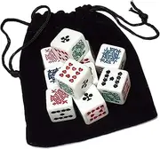 Cyber-Deals White Poker Dice (New 2020 Design) with Black Velvet Storage Pouch (Set of 10)