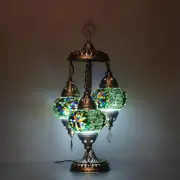 Turkish Lamp, 3 Globe Mosaic Table Living Room and Green Mix