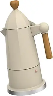 B Baosity Moka Pot, Octagonal Espresso Maker, Convenient with Wood Handle Compact Coffee Maker Pot Coffee Kettle for Office Traveling, White