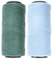 2 Knot It Waxed Polyester Cord 1mm Diameter 144M Spools (Teal Green, Baby Blue)