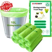 Biodegradable Bin Bags 120 Count, 10L Compostable Kitchen Trash Bags, Green