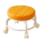 Artificial Leather Low Stool Roller Comfortable Rolling with Swivel Wheels Faux