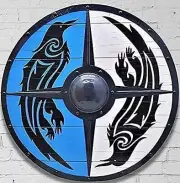 Medieval Round Shield Eivor Valhalla Raven - Authentic Battleworn Viking Shield