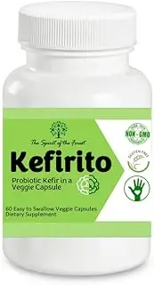 Kefirito 60 Kefir Veggie Capsules 30 Days Supply Nutrient Billions Active Probiotic Cultures, Gluten-Free Supplement, Naturally Sourced