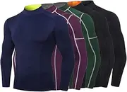 [Generic] Men Sport Shirts Long Sleeved T-Shirt Turtleneck Quick-Dry Performance Athletic Gym Running Workout Training Tees Casual Tops