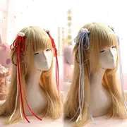 Set of 2: Ribbon Hair Clip 1 Pair - Light Blue - One Size