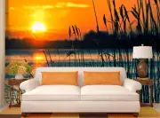 3D Sunset Grass ZHUA2184 Wallpaper Wall Murals Removable Self-adhesive Zoe