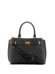GUESS Coal Logo Aieta Girlfriend Satchel in Black One Size