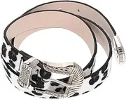 [BESPORTBLE] Vintage Leopard Print Belt Faux Horsehair Cheetah Print Fashion Belt with Western Buckle for Women Unique Retro Style for Cowgirl Outfits Dresses Jeans