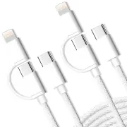 2 in 1 USB C to USB C and to Lightning Cable 1M（2 Pack）,120W Type C Charger Fast