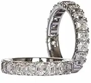 [HEARTS AND YOU] 4.5ct Asscher Cut Moissanite Wedding Band Eternity Women White Gold Plated