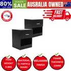 2X Bedside Table Storage Nightstand 1 Drawer 1 Shelf - Ella Black