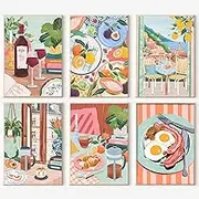 6 Packs Paint by Numbers Kit for Adults,Coffee DIY Acrylic Oil Painting Paint by Numbers Kits on Canvas,Adults Paint by Numbers Kits Drawing Paintwork for Home Decor 9.8x13.8inch