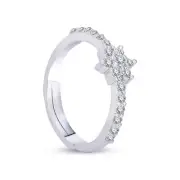 Pure 925 Silver Beautiful CZ Flower Finger Ring & Adjustable Size For Womens