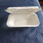 9" x 6" x 3" 50 pcs Compostable Fiber Clamshell Food Container