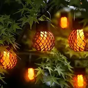 Solar Lanterns for Outdoor Solar Hanging Lights Outdoor Waterproof with Flickering Flame Solar Powered Outdoor Lights Garden Decor for Yard Patio Tree Camping