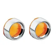 Kuryakyn Deep Dish Turn Signal Bezels With Lenses Chrome Amber Harley Davidson