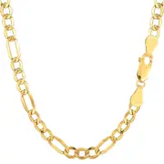 14K Yellow Gold Filled Solid Figaro Chain Necklace, 4.0 mm Wide