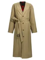 [Balenciaga] Balenciaga-Check Lining Oversize Trench Coat Trench E Impermeabili Beige-Donna 40FR Beige