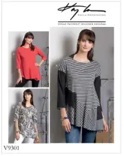 VOGUE SEWING PATTERN 9301 MISSES 16-26 EASY SEMI-FITTED KNIT TOPS W/ SHAPED HEMS