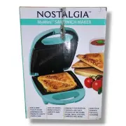 NEW Nostalgia My Mini Personal Aqua Blue Sandwich Maker Great For College Living