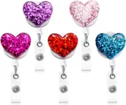Bling Popular Love Heart Retractable Badge Holder, ID Nurse Badge Reel with Alli